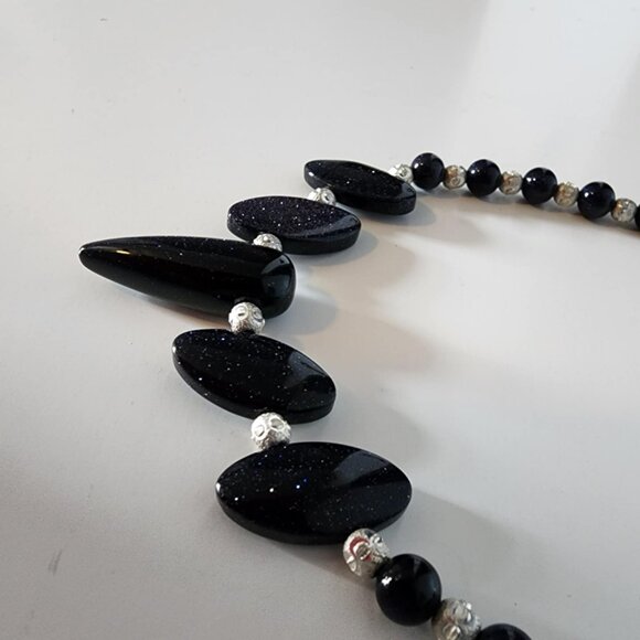 NWT Dark Blue Goldstone & Sterling Silver Necklace - Picture 7 of 7
